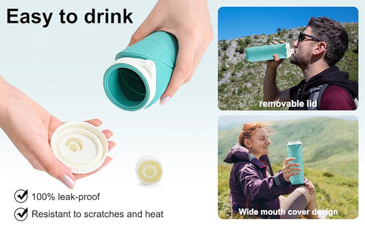 Collapsible Silicone Water Bottle – 600ML | BPA-Free, Leak-Proof, Portable & Foldable