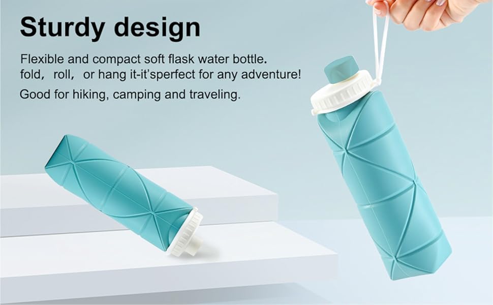 Collapsible Silicone Water Bottle – 600ML | BPA-Free, Leak-Proof, Portable & Foldable
