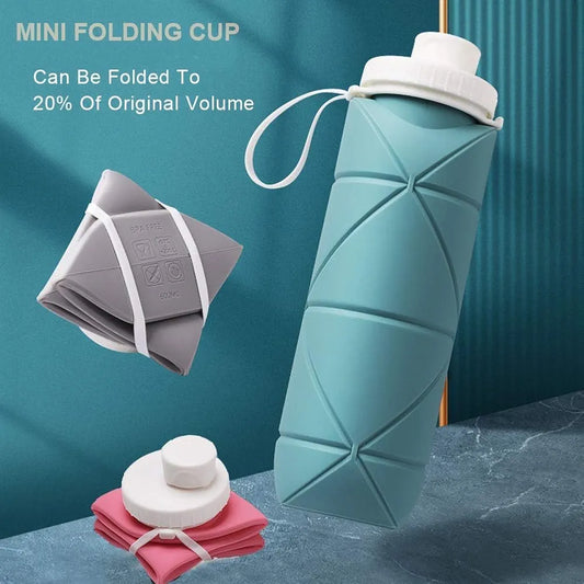 Collapsible Silicone Water Bottle – 600ML | BPA-Free, Leak-Proof, Portable & Foldable